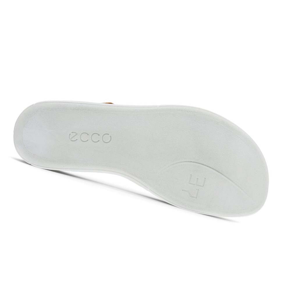 Women's Ecco Simpil Flat Toe-loop Sandals White / Black | Canada 193WNB